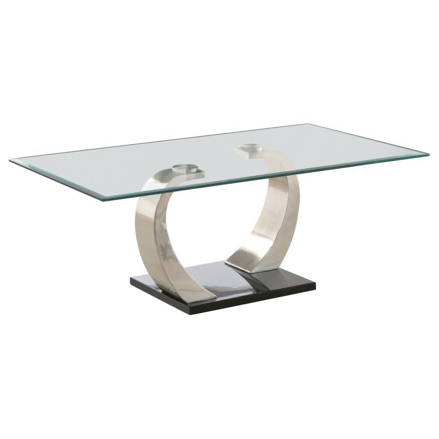 Pruitt - Mesa de centro con tapa de cristal - Transparente y satinado