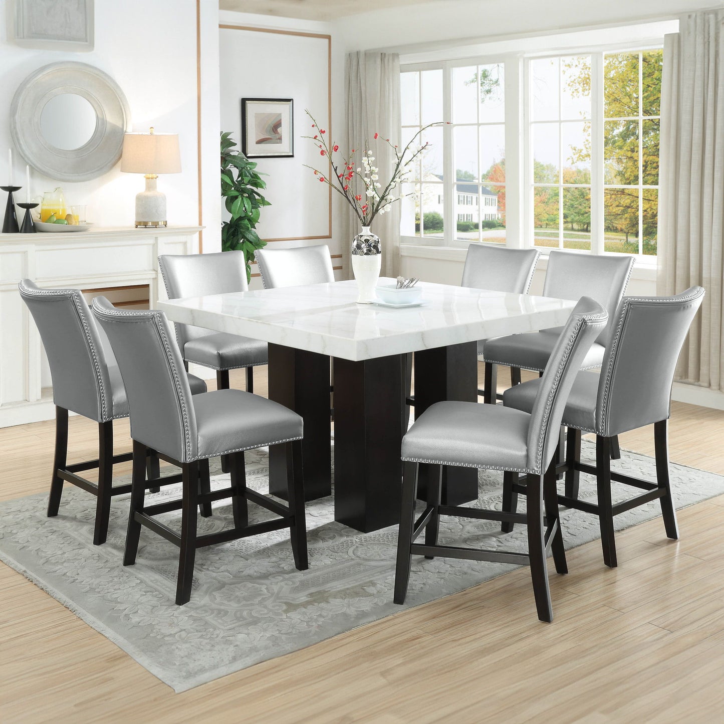 Camila - Square Counter Dining Set - White Top