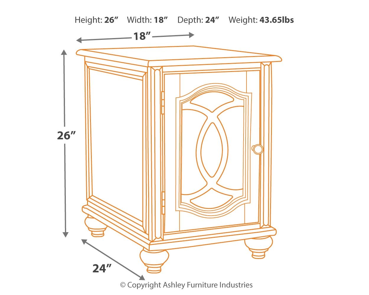 Realyn - Blanco / Marrón - Mesa auxiliar para silla - Espejo insertable