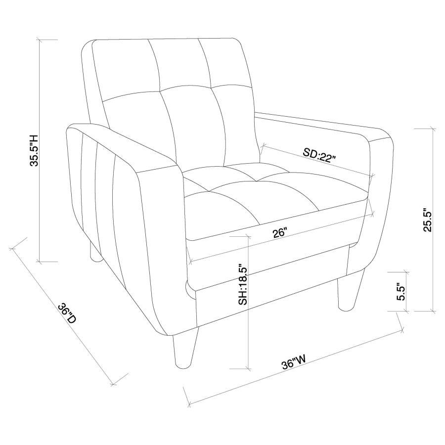 Aaron - Silla decorativa con asiento acolchado - Negro