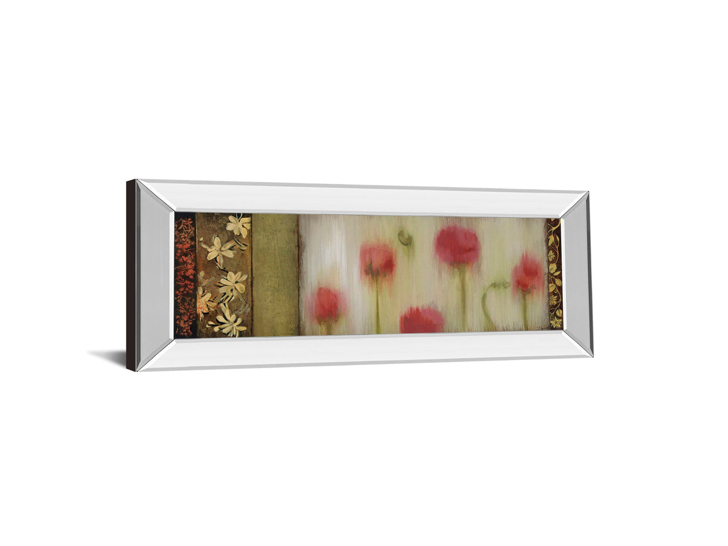 Rain Flower Il By Dysart - Mirror Framed Print Wall Art - Beige