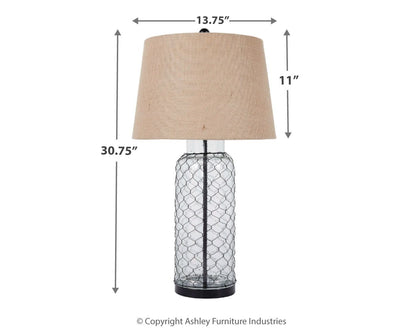 Sharmayne - White - Glass Table Lamp  - Wrapped With Wire