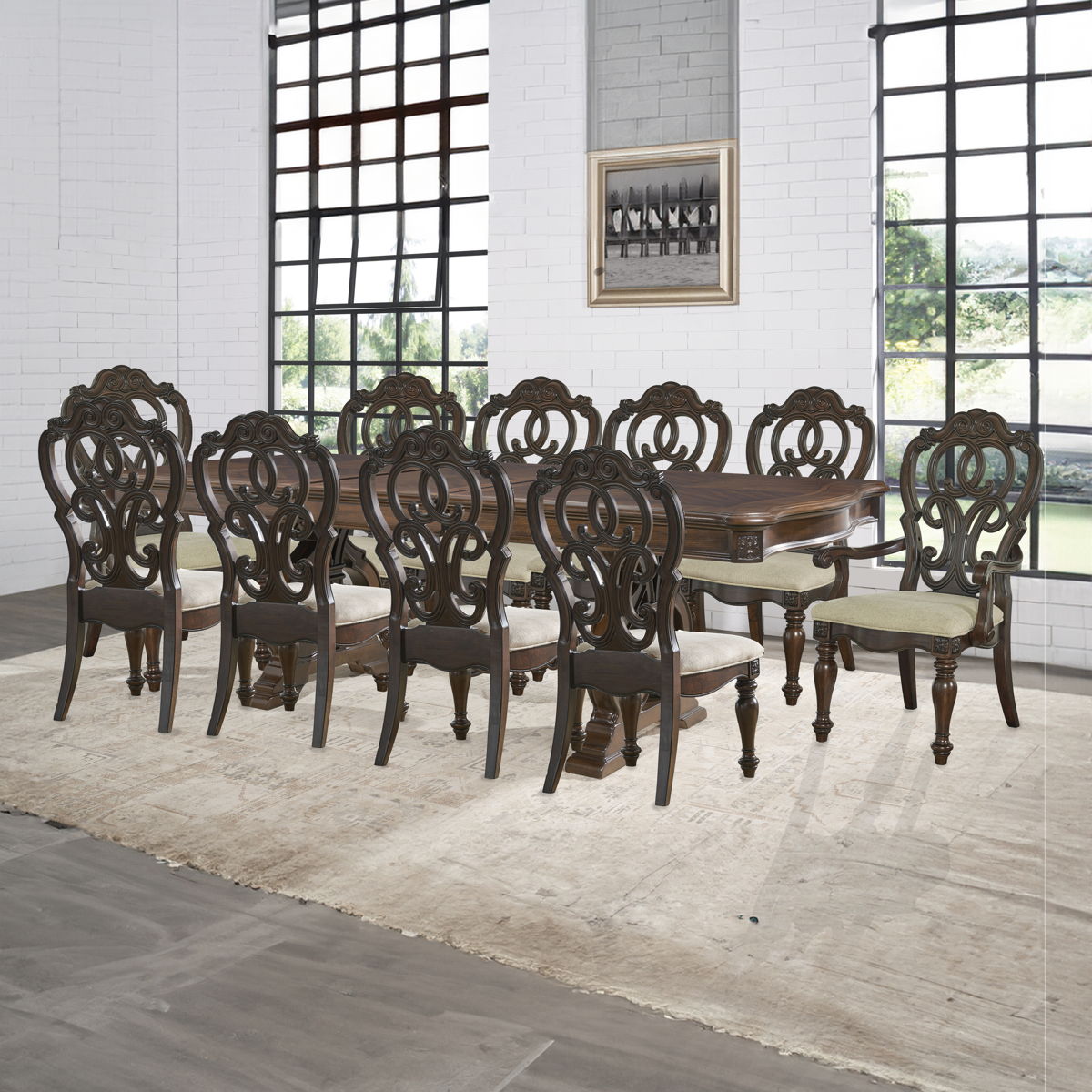 Royale - 12 Piece Dining Set - Brown