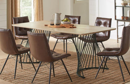 Altus - Mesa de comedor con base en forma de remolino - Roble natural y bronce