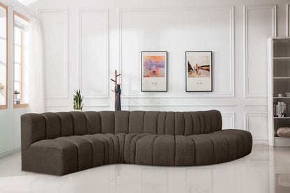 Arc - Boucle Fabric 6 Piece Curved Modular Sofa