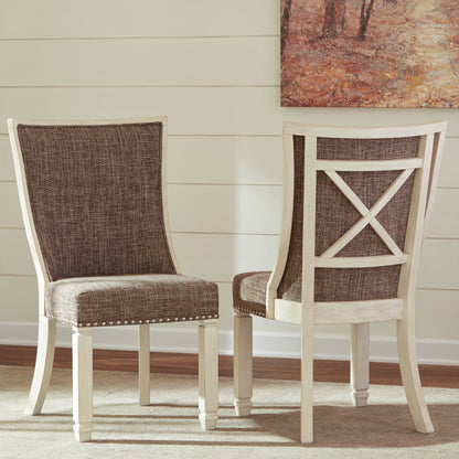 Bolanburg - Marrón / Beige - Silla auxiliar de comedor Uph (juego de 2) - Respaldo de celosía