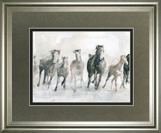 Running Wild By Carol Robinson - Framed Watercolor Print Wall Art - Dark Gray