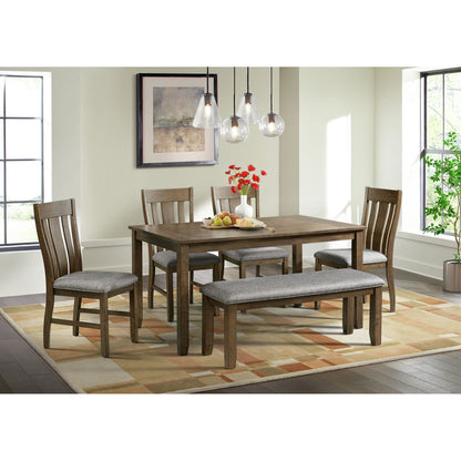 Everett - 6 Piece Dining Set (Table + 4 Chairs + Bench) - Brown Acacia