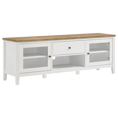 Angela - Mueble TV 67" de madera con 2 puertas - Marrón y blanco