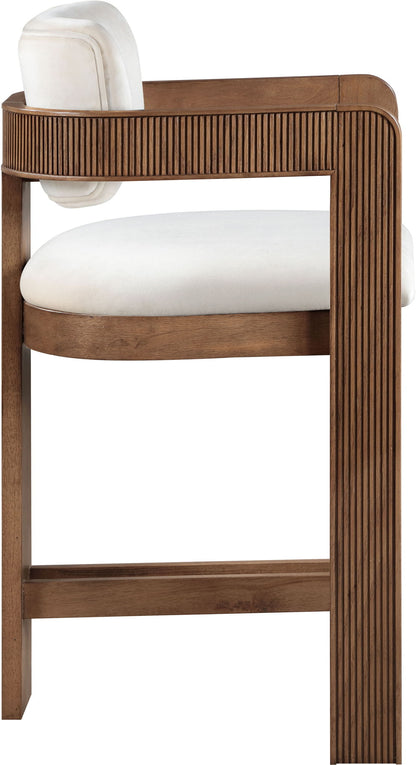 Sacha - Velvet Stool With Brown Base