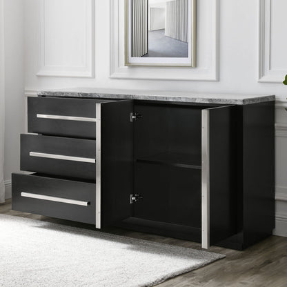 Camila - Gray Marble Top Server - Dark Gray