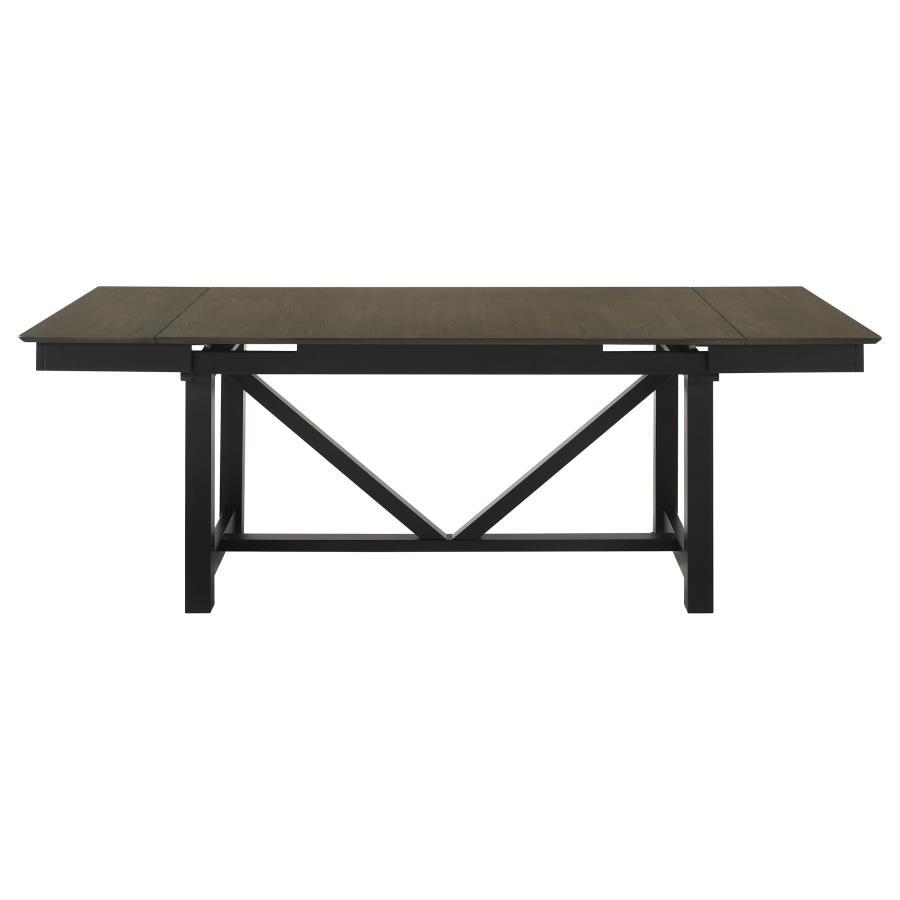 Malia - Mesa de comedor rectangular con hoja extensible en refractario - Negro