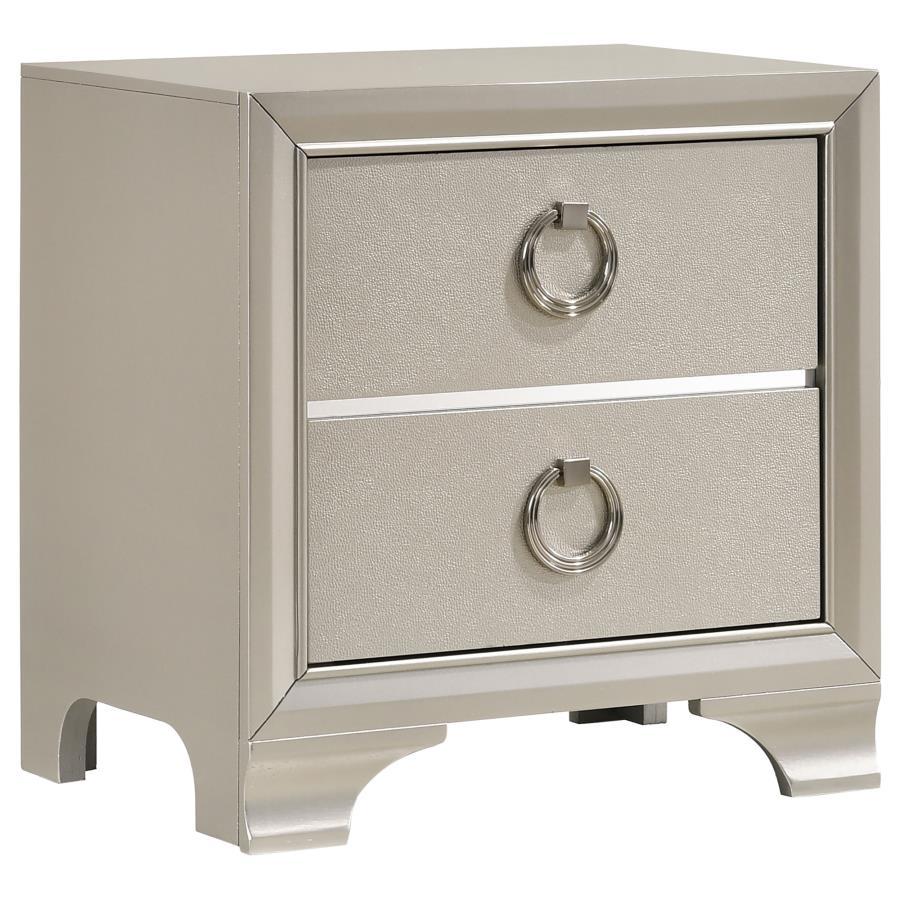 Salford - 2-Drawer Nightstand - Metallic Sterling