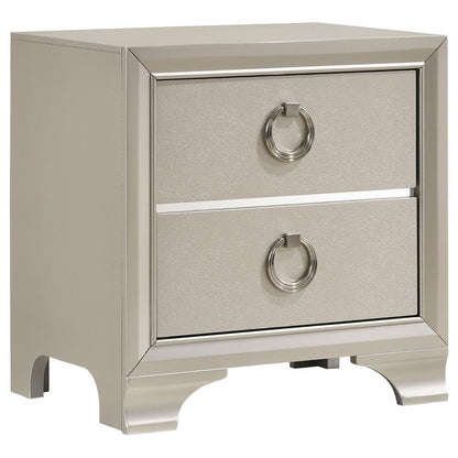 Salford - 2-Drawer Nightstand - Metallic Sterling