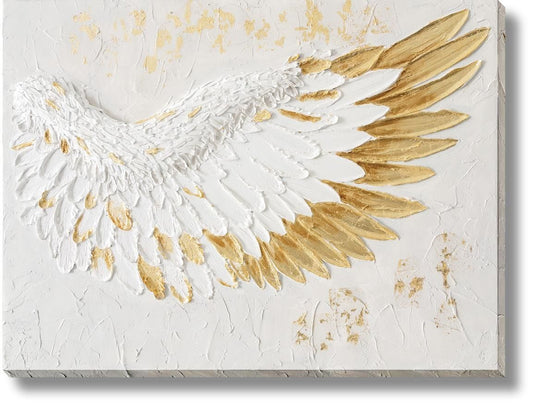 Radiant Feathered Uplift - 35" x 47" Framed Wall Art - White
