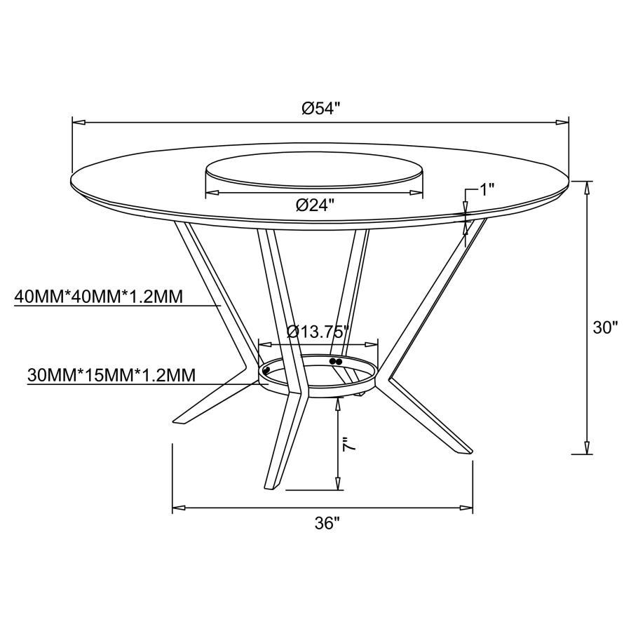 Abby - Mesa De Comedor Redonda Con Lazy Susan - Blanco Y Cromo