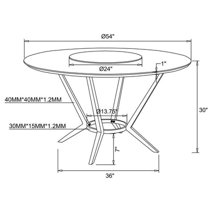 Abby - Mesa De Comedor Redonda Con Lazy Susan - Blanco Y Cromo