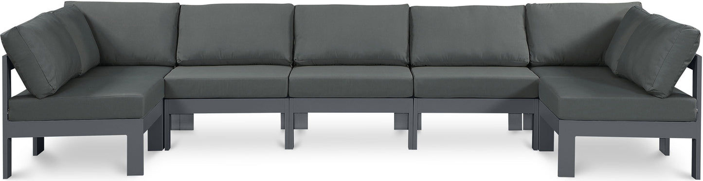 Nizuc - Outdoor Patio 7 Piece Modular Sectional With Gray Frame