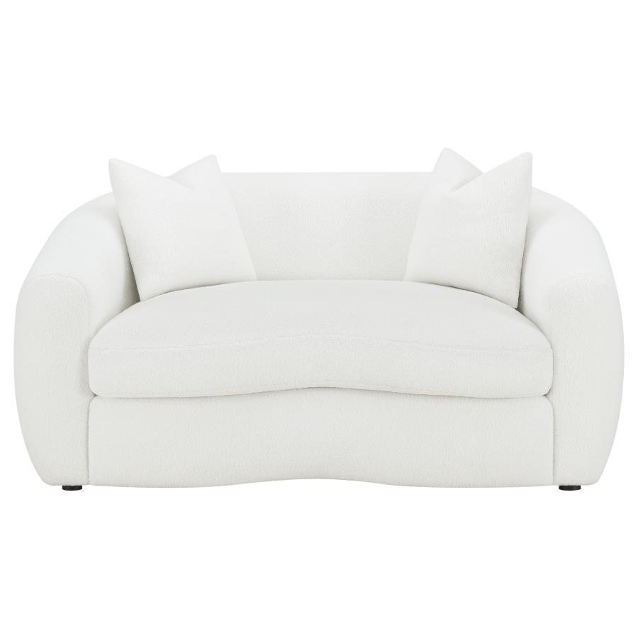 Isabella - Faux Sheepskin Upholstered Loveseat Natural - Ivory