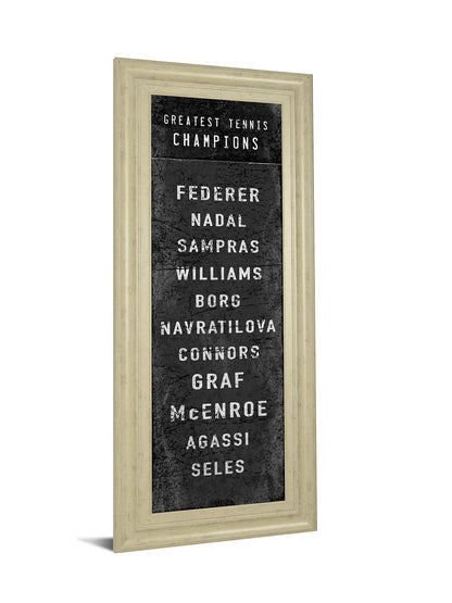 The Greatest Tennis Champions By The Vintage Collection - Framed Print Wall Art - Black