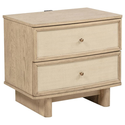 Kailani - 2-Drawer Nightstand Bedside Table - Beige Oak