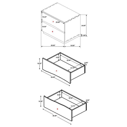 Winslow - Mesita de noche con 2 cajones - Nogal ahumado y granos de café