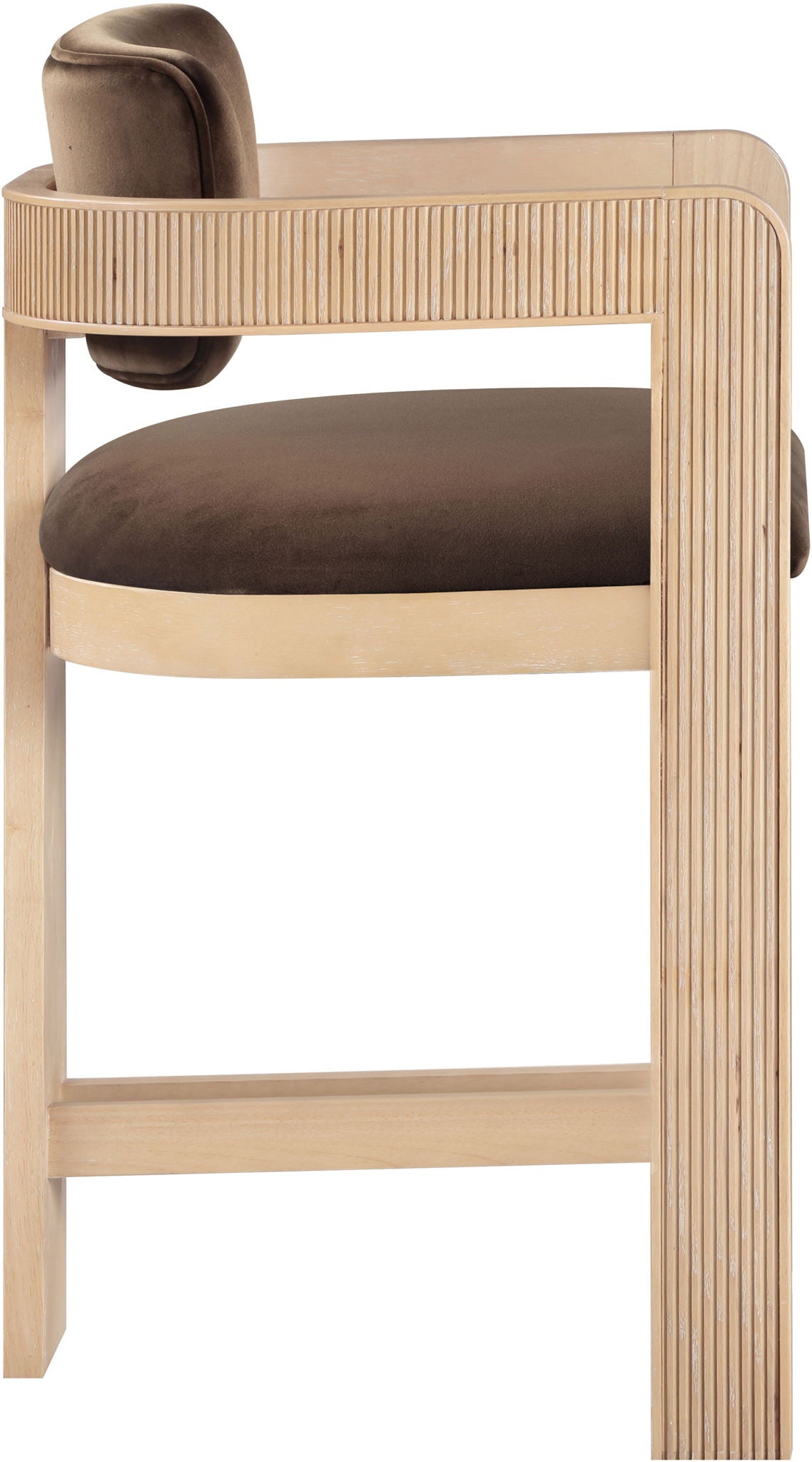 Sacha - Velvet Stool With Natural Base