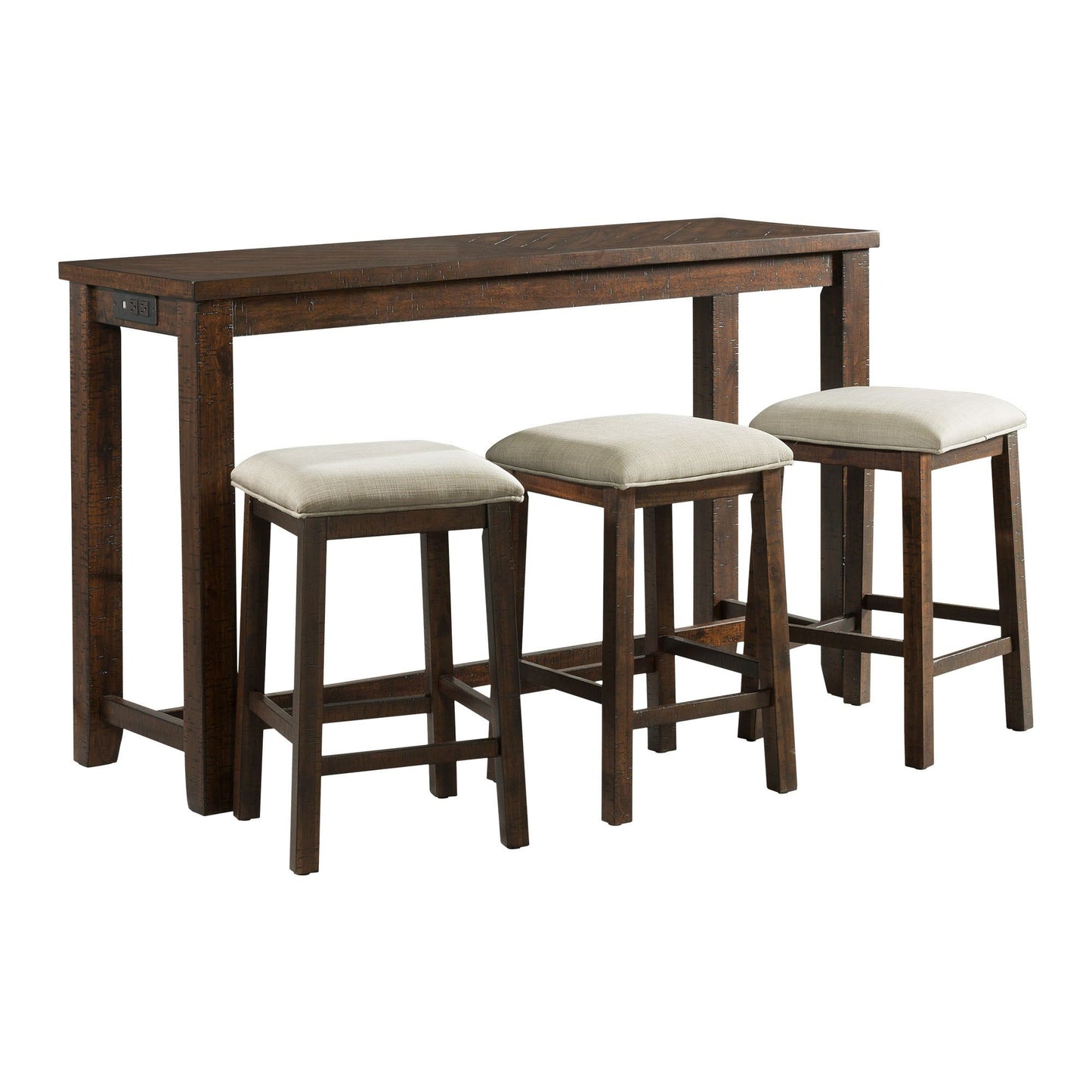 Jax - Paquete individual de mesa de bar (mesa + tres taburetes) - Nogal oscuro