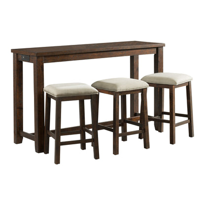 Jax - Paquete individual de mesa de bar (mesa + tres taburetes) - Nogal oscuro