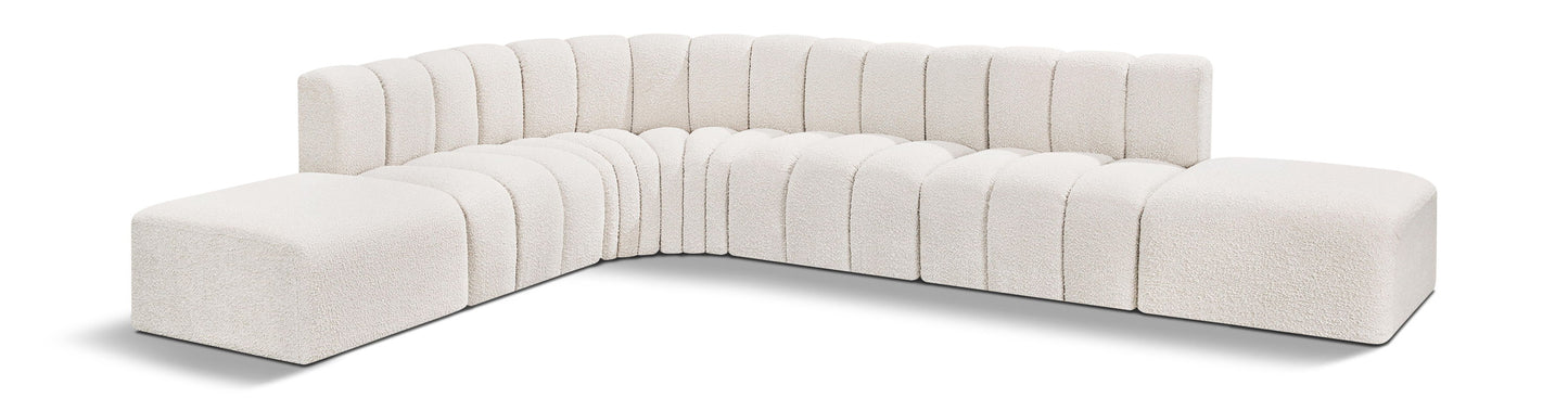Arc - Boucle Fabric 7 Piece Corner Modular Sofa