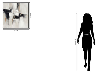"Urban Elegance II" Hand-Embellished Canvas In Frame - White / Black / Tan