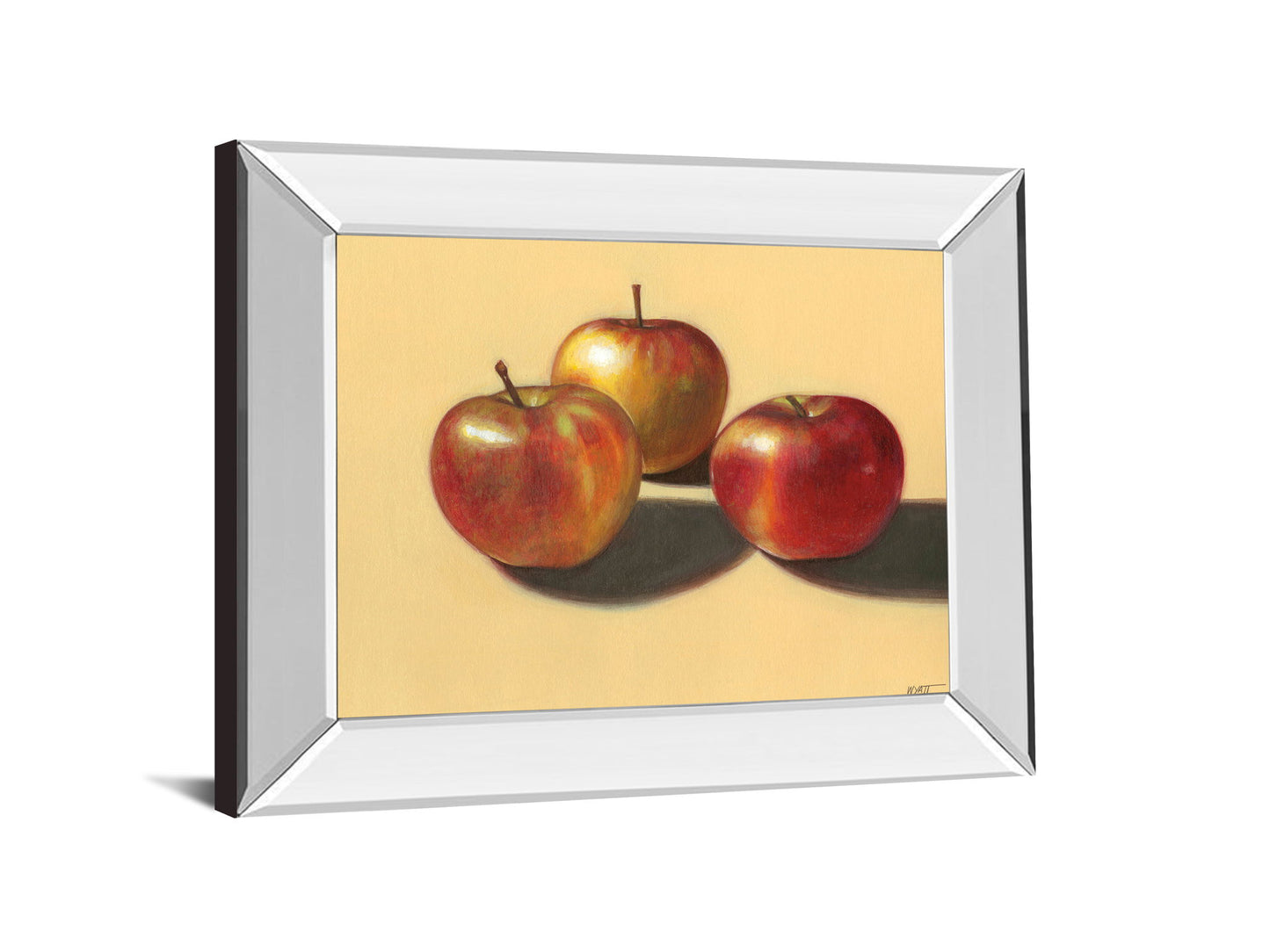 Apples - Mirror Framed Print Wall Art - Beige