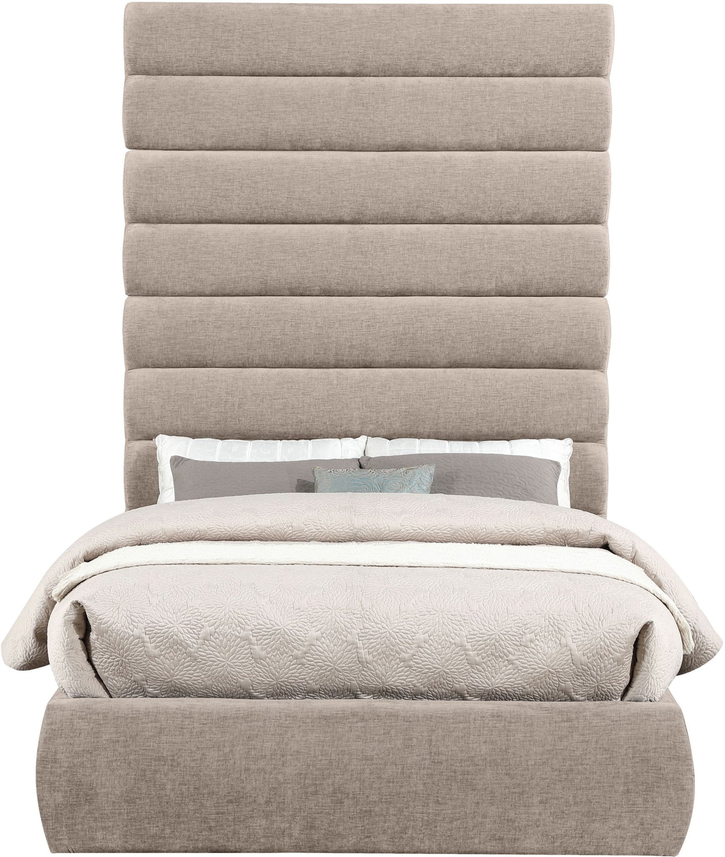 Adam - Chenille Fabric Bed With 89" Headboard