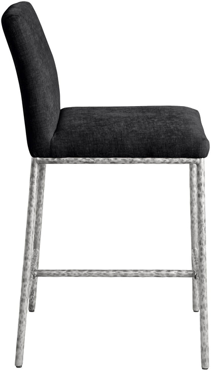 Reeves - Chenille Fabric Upholstered Counter Stool (Set of 2) - Silver Base