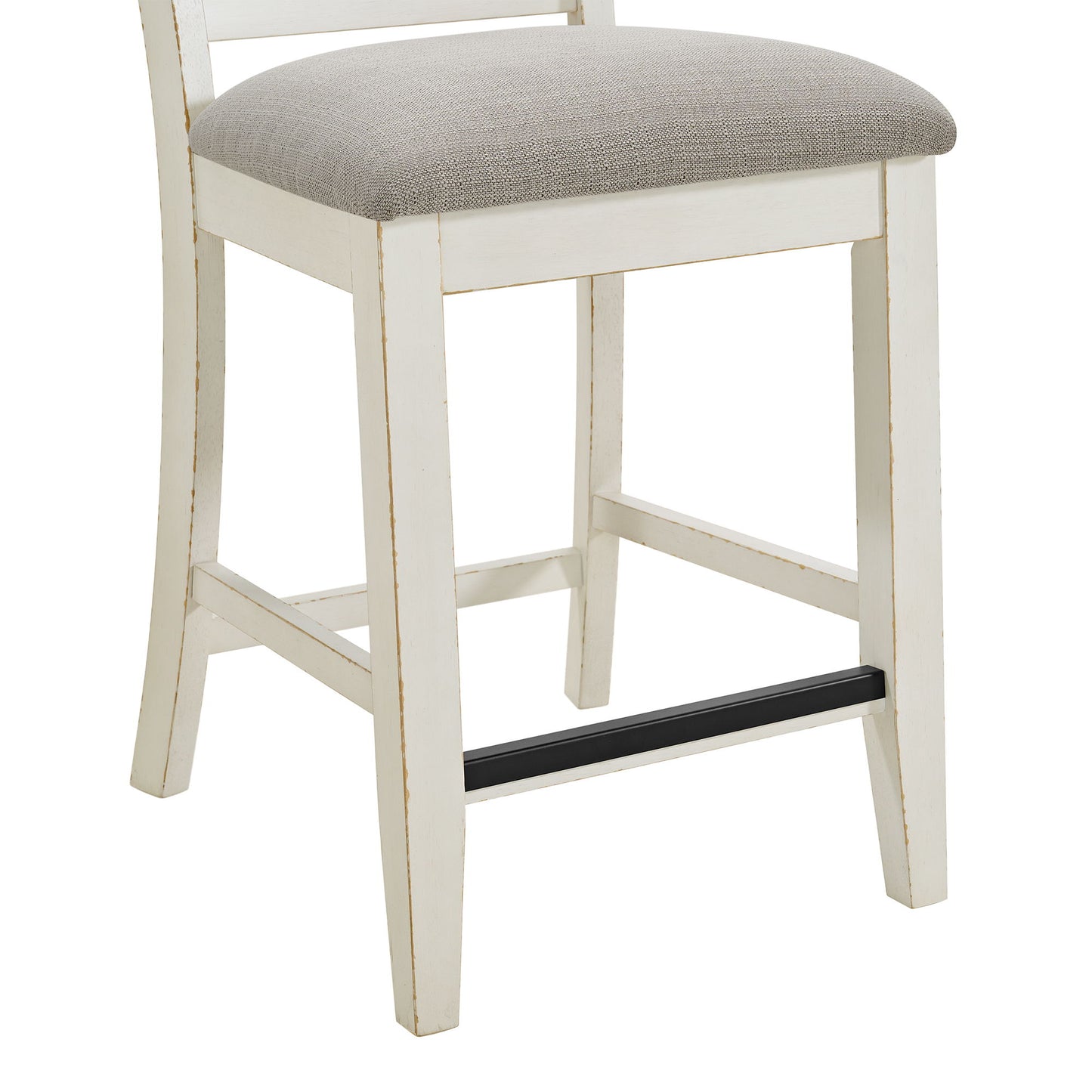 Bellevue - Slat Back Counter Side Chair Fabric (Set of 2) - Antique White / Beige