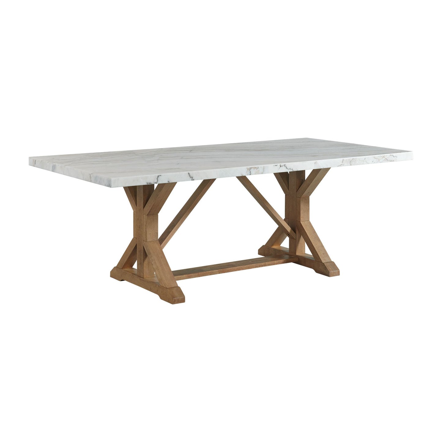 Lakeview - Mesa de comedor rectangular de altura estándar de mármol blanco