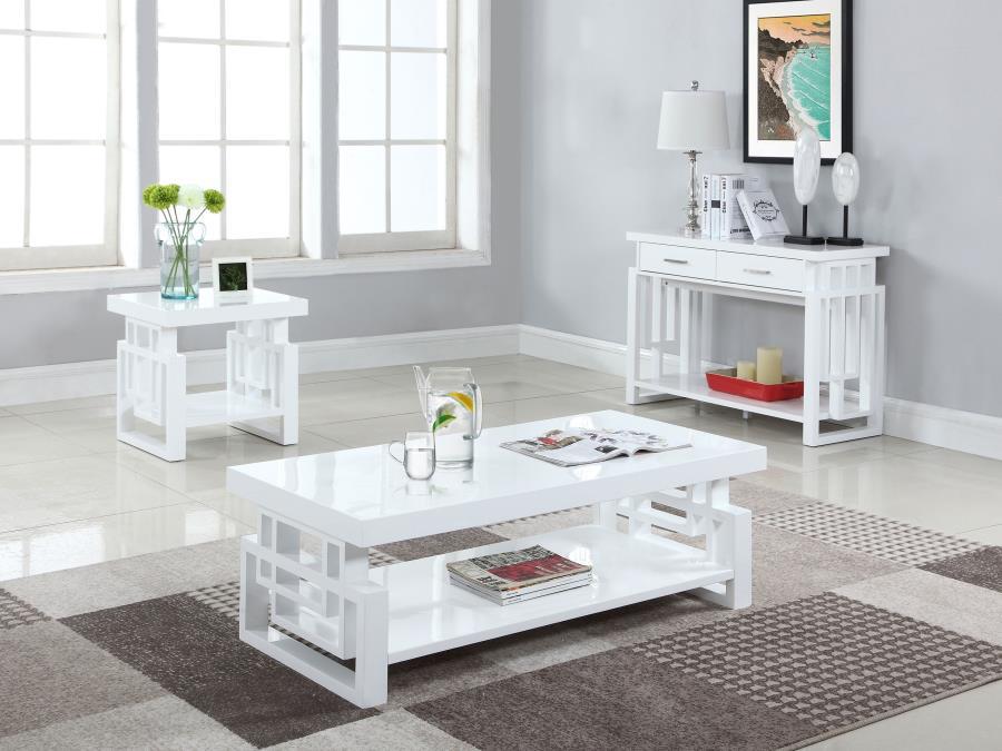 Schmitt - Mesa de centro rectangular - Blanco muy brillante