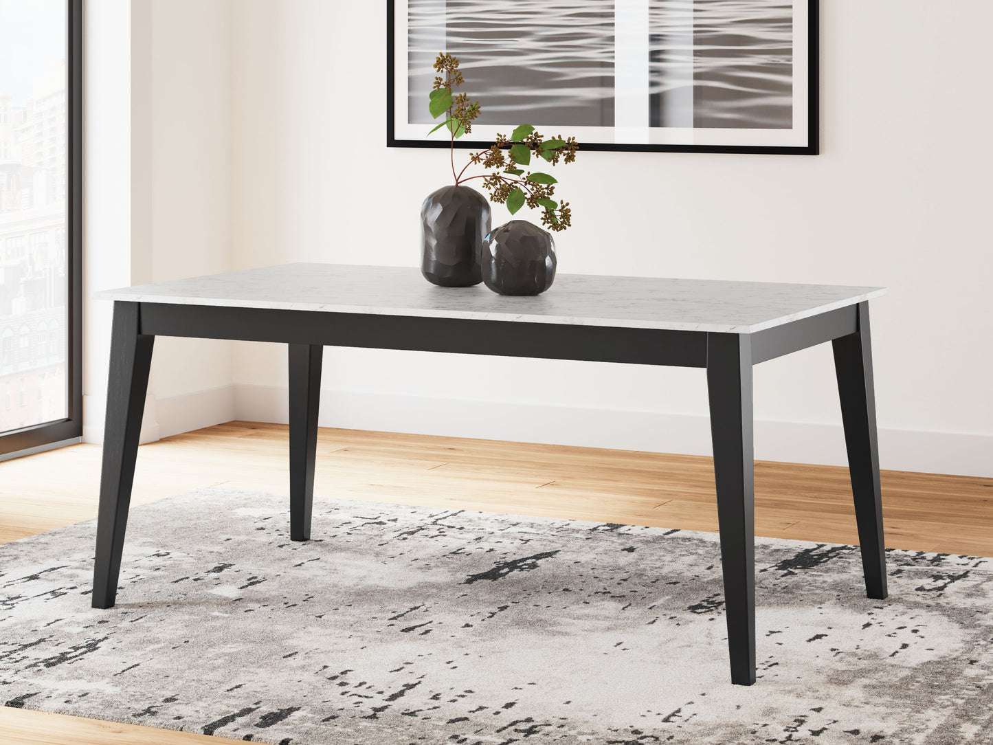 Jettaya - Black / White - Rectangular Dining Room Table