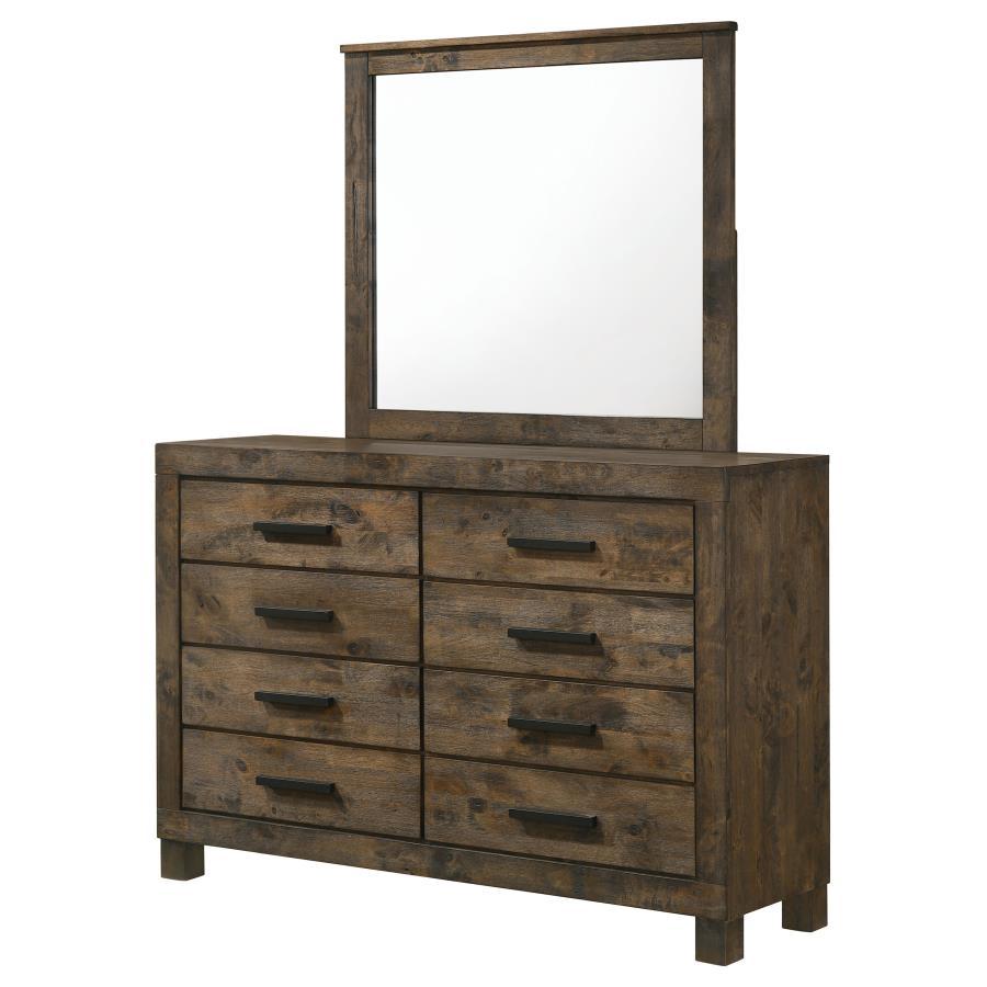 Woodmont - 8-Drawer Dresser With Mirror - Rustic Golden Brown