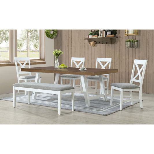 Summerville - 6 Piece Dining Set With Table, 4 Chairs, And Bench - Oak And Antique White