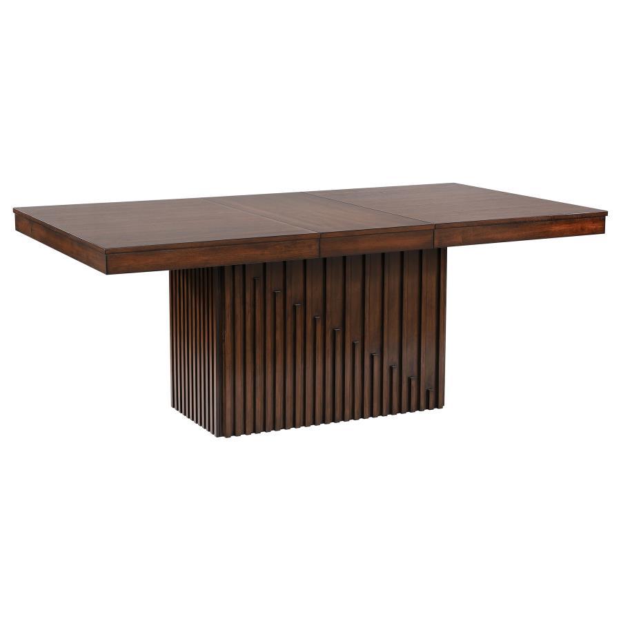 Briarwood - Mesa de comedor rectangular con hoja extensible extraíble de 18" - Roble mango