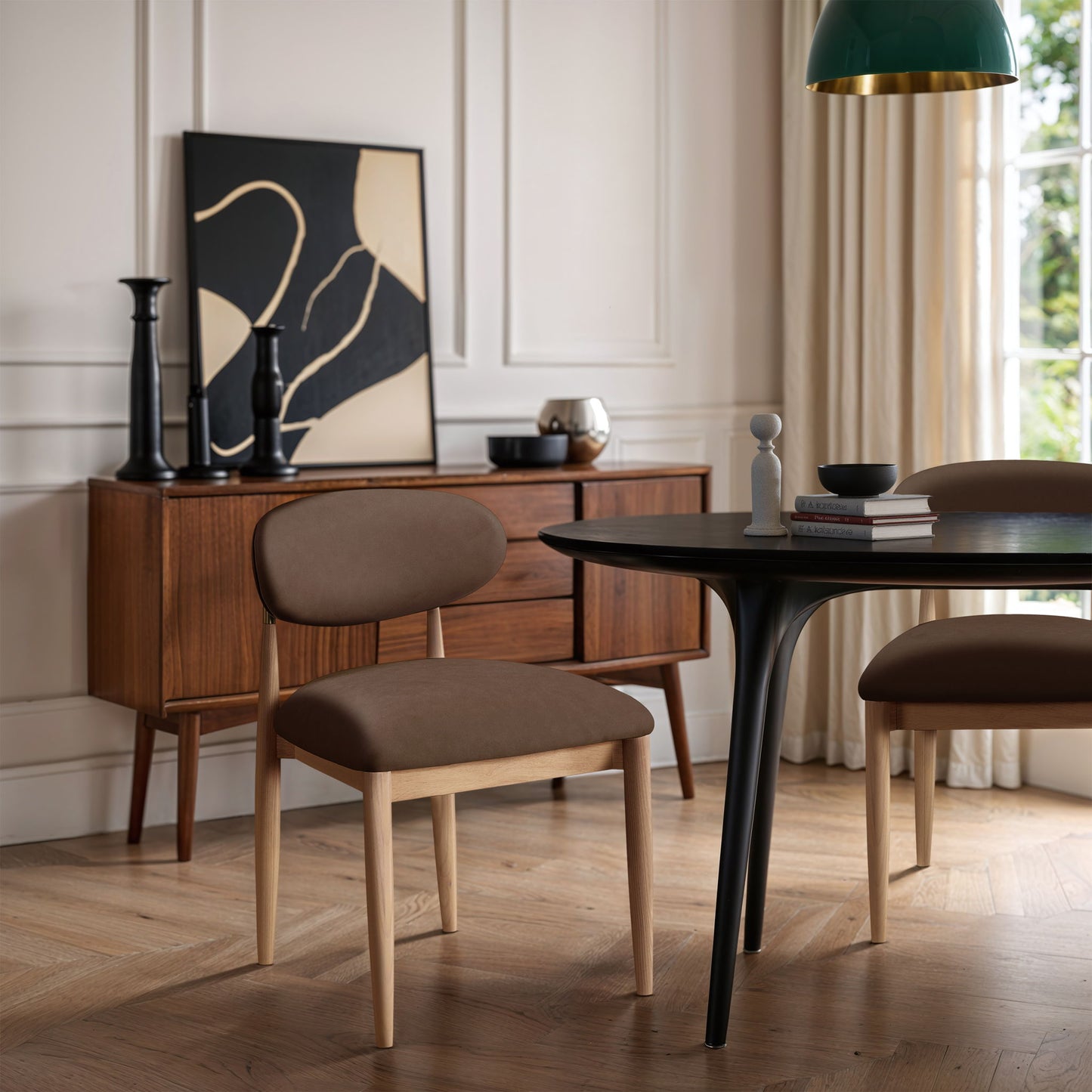 Riccio - Faux Leather Dining Side Chair (Set of 2) - Natural Frame