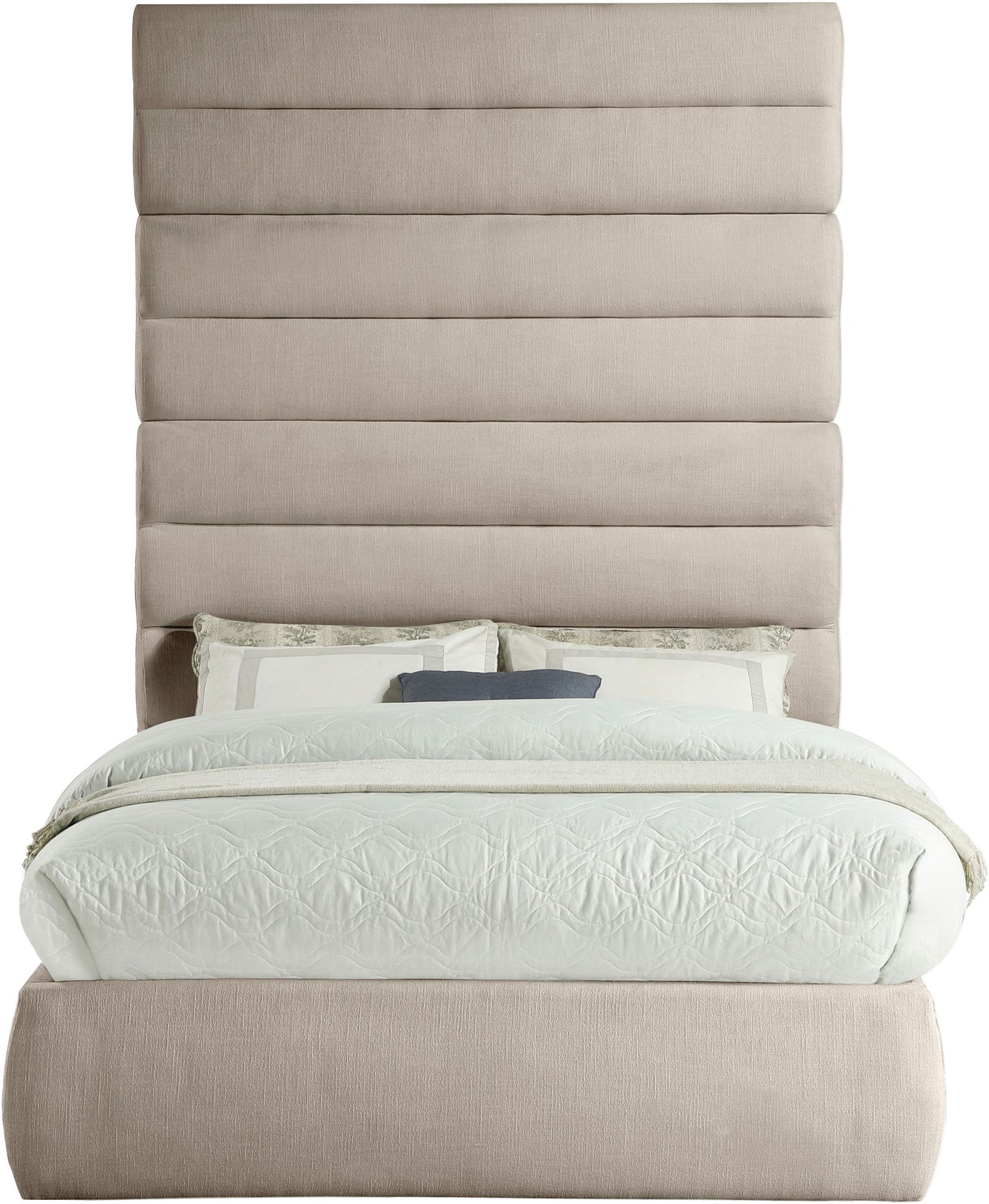 Adam - Linen Fabric Bed With 89" Headboard