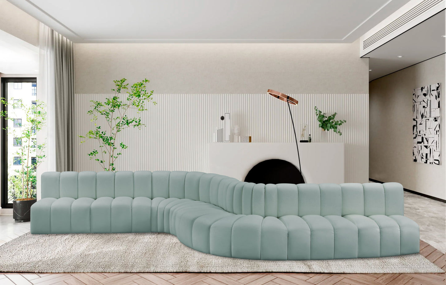 Arc - Faux Leather 8 Piece Curved Modular Sofa