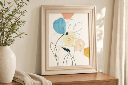 22x26 Contour Garden III By June Erica Vess - Light Blue