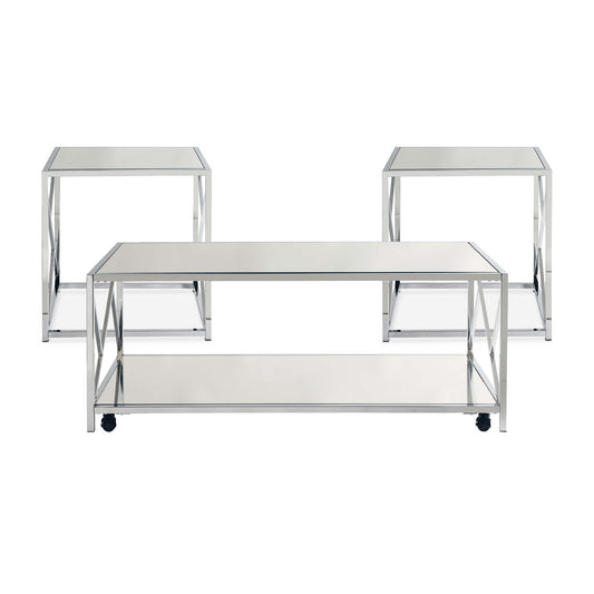 Braden - 3 Piece Occasional Table Set - Chrome - 7"