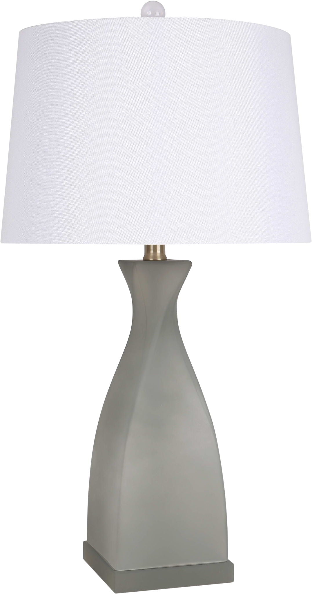 "Sage Elegance" Art Glass Table Lamp (Set of 2) - Frosted Sage Green / Frosted Crystal