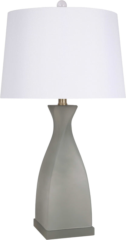 "Sage Elegance" Art Glass Table Lamp (Set of 2) - Frosted Sage Green / Frosted Crystal