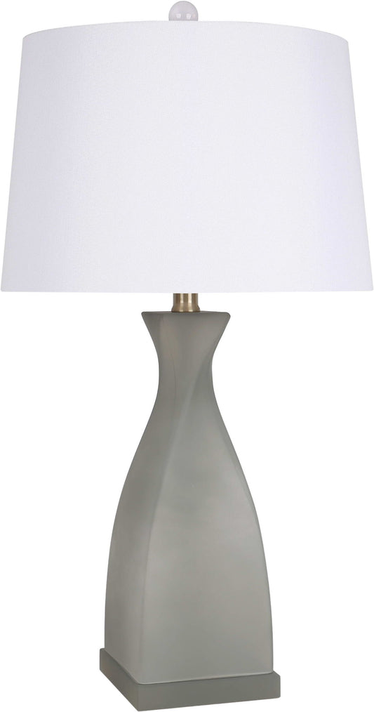 "Sage Elegance" Art Glass Table Lamp (Set of 2) - Frosted Sage Green / Frosted Crystal