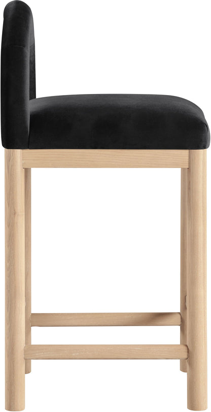 Conrad - Velvet Counter Stool With Natural Legs